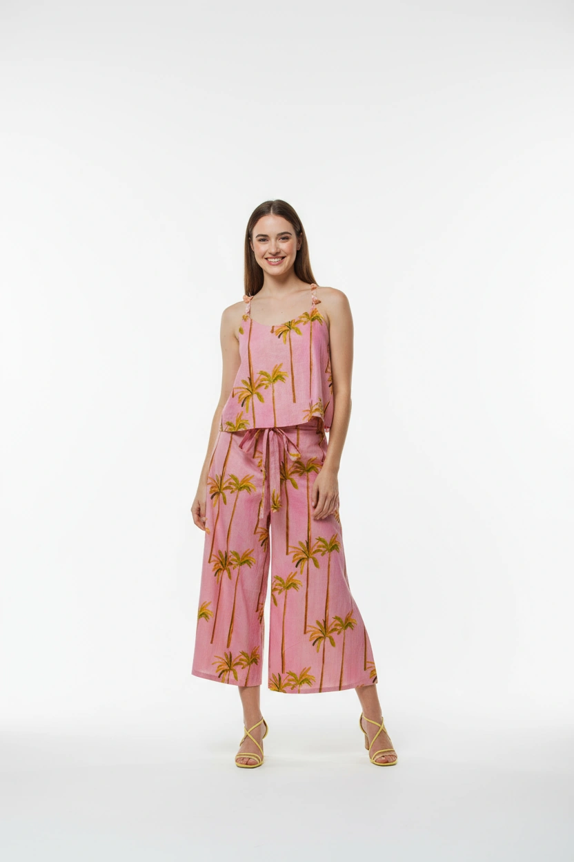 Matching Sets Little Top & Wide Pants | Pink Paradise