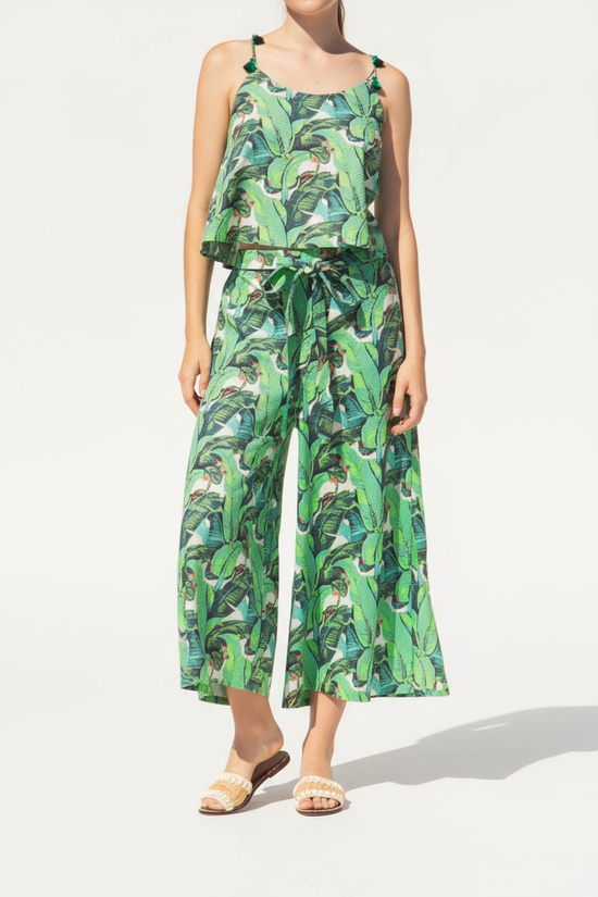 Matching Sets Little Top & Wide Pants | Banana Green