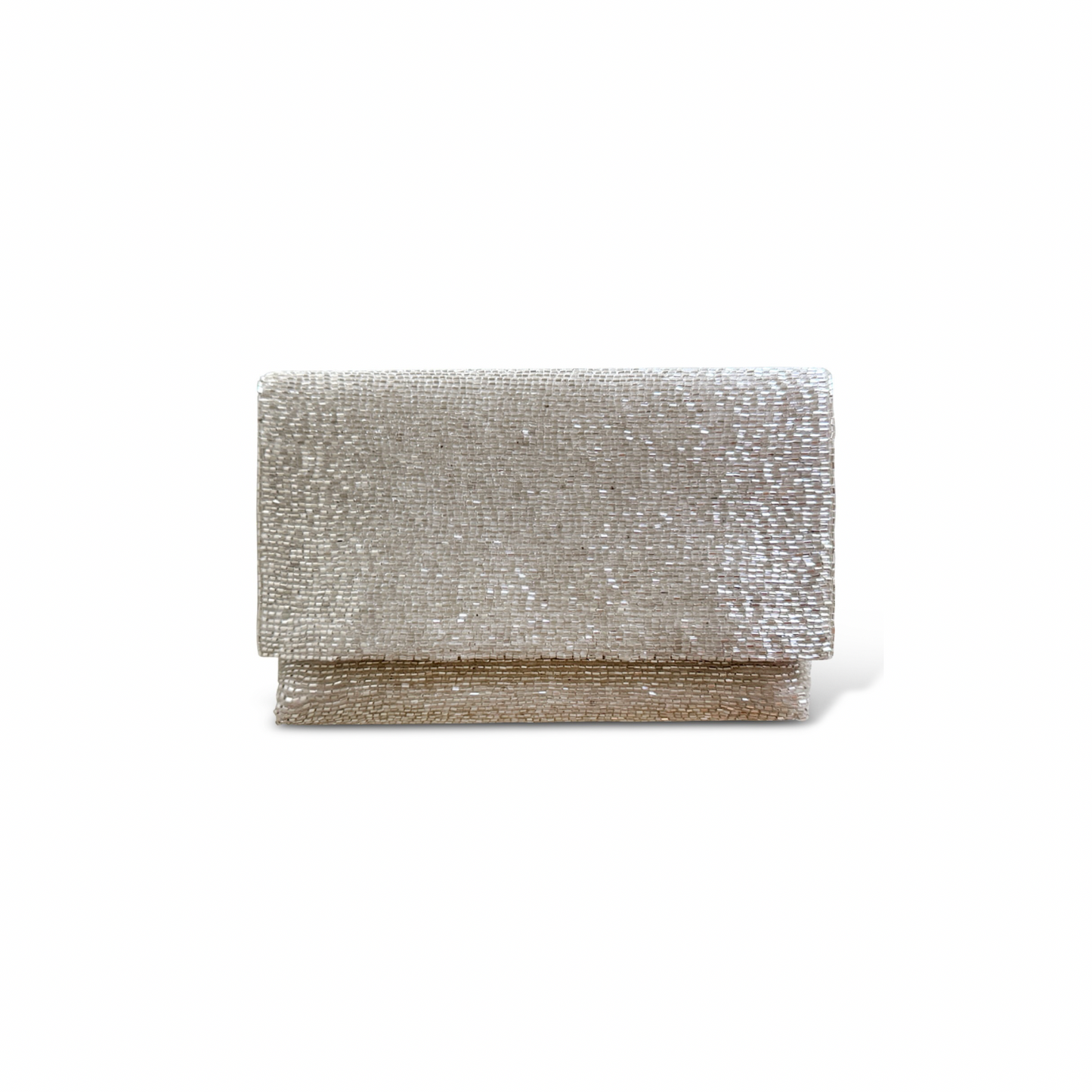 Steel Cut Beaded Petite Clutch Platinum