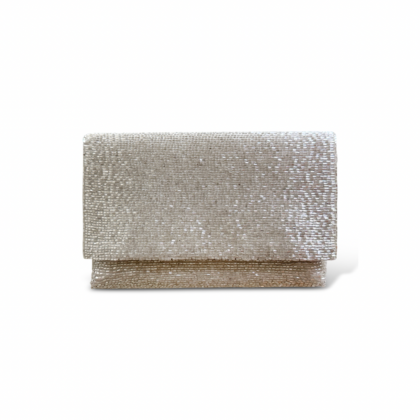 Steel Cut Beaded Petite Clutch Platinum