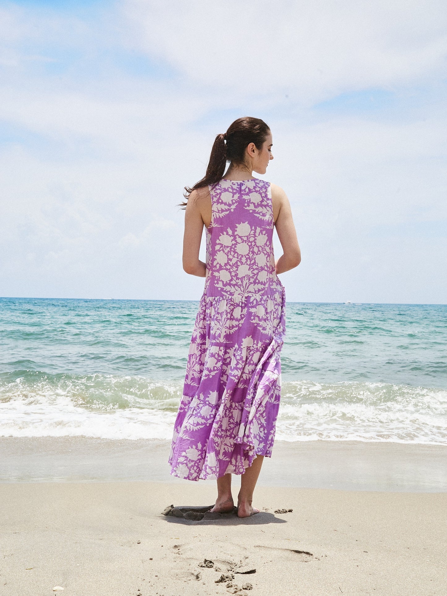Load image into Gallery viewer, Relax Long Dress with Tassels | Tree of Life Lavender
