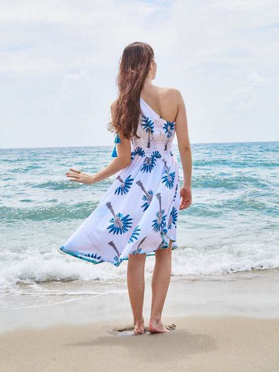 Load image into Gallery viewer, One Shoulder Goddess Dress | Blue Palm
