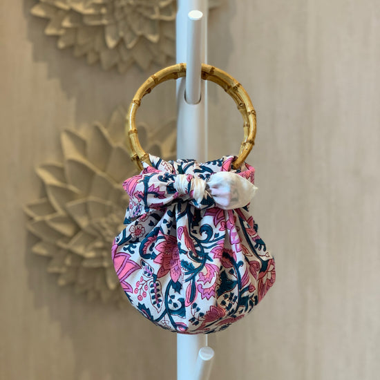 Japanese Bamboo Bag | Pink Indian Lotus