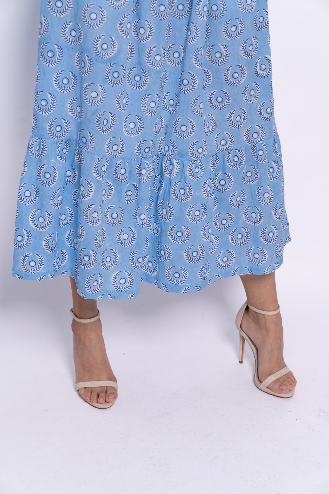 Load image into Gallery viewer, Petal Sleeve Long Dress | Blue Peacock

