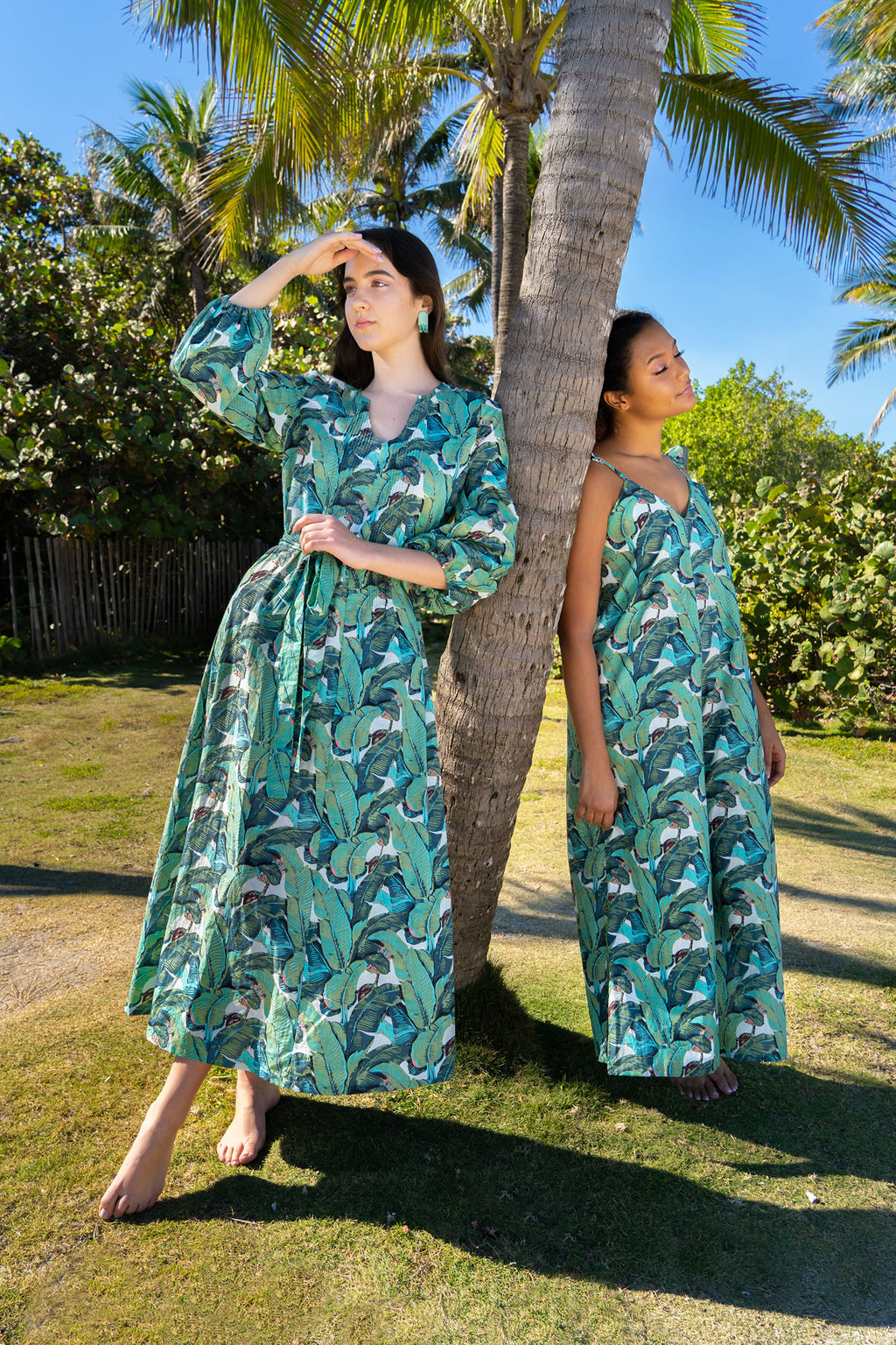Banana Leaf Print Long Cotton Dress Online Medium Banana Leaf Print Long Cotton Dress Online Medium