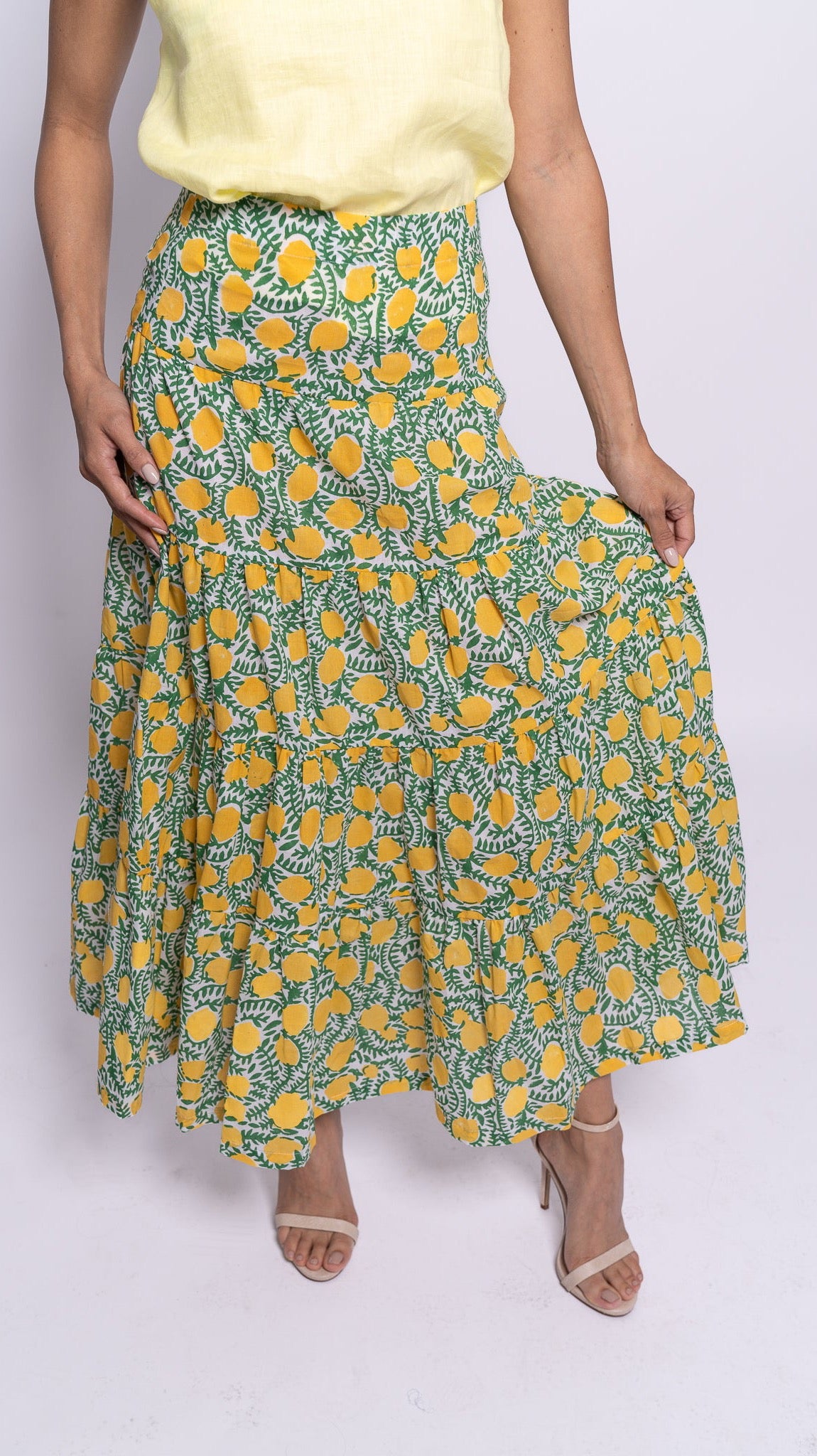Cotton Tiered Long Skirt | Lemon Tree