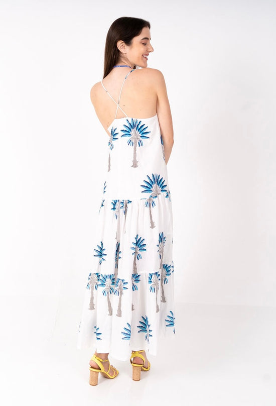 Pin Tuck Maxi Dress | Blue Palm
